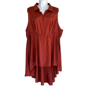 Babydoll para mujer tórrida popelina abotonada dobladillo alto-bajo camisa oxidada talla 2 otoño carrera - Imagen 1 de 5