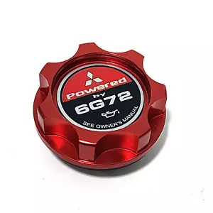 RED ENGINE BILLET OIL CAP MITSUBISHI 3000GT GTO GALANT 6G72 V6 - Picture 1 of 4