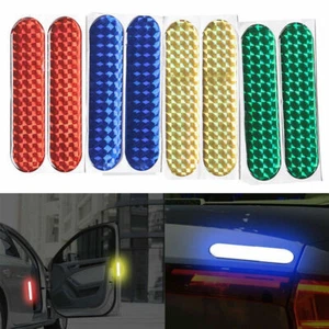2 Pcs Reflective Safety Warning Strip Tape Car Door Bumper Reflector Sticker - Foto 1 di 15