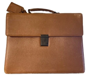 Hugo Boss Echtleder Aktentasche / Aufsatztasche hellbraun/braun Zahlenschloss LESEN - Bild 1 von 19