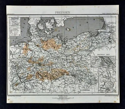 1875 Lange Map - Prussia - Germany Brandenburg Berlin Dresden Hamburg Frankfurt  - Image 1 of 2