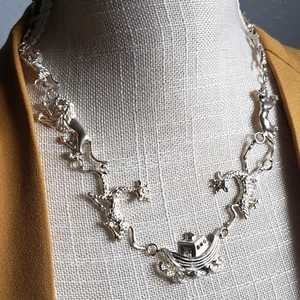 Vintage Sterling Silver 20" Necklace NOAHS ARC Boat Animals Link Bible Religious - Picture 1 of 8