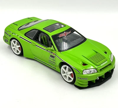 2000 NISSAN SKYLINE GTR 1:18 SS TUNER MUSCLE MACHINES Lime Green Parts Car - Image 1 of 4