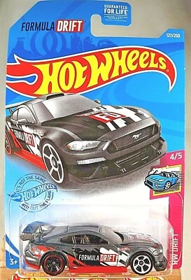 2021 Hot Wheels #127 HW Drift 4/5 CUSTOM '18 FORD MUSTANG GT Gray w/Blk-WhiteMC5 - Image 1 of 4