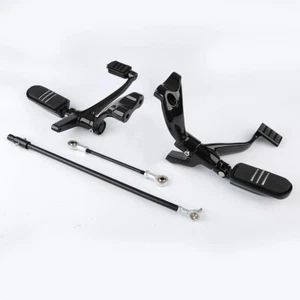 Black Forward Controls Pegs Levers Linkage Fit For Harley Sportster XL 2014-UP - Picture 1 of 12