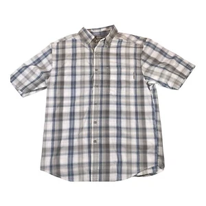 Wolverine Shirt Men’s M Blue Gray Madras Plaid Button Up Causal Work Outdoor - Picture 1 of 8