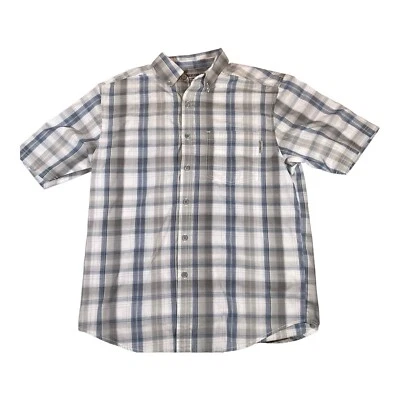 Wolverine Shirt Men’s M Blue Gray Madras Plaid Button Up Causal Work Outdoor - Image 1 of 4