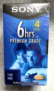 New & Sealed Sony 4 Pack 6 HR (EP) Premium Grade Blank High Durability VHS Tapes - Picture 1 of 5