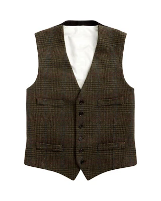 Chaleco Ralph Lauren Etiqueta Púrpura Oliva Hecho a Mano Lana a Cuadros Cachemira 36 S Nuevo $1295 Foto 1 de 4