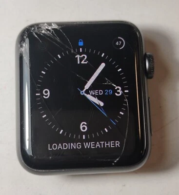 for parts - Apple Watch Series 3 42mm - GPS - Cracked Screen #502F  - Image 1 of 4
