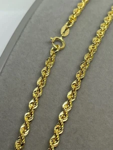 Cadena de cuerda de oro amarillo de 9 quilates de 20" / 50 cm cadena de cuello (202) - Imagen 1 de 4