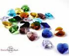 10 HEART FACETED GLASS BEADS PENDANT CRYSTAL SUN CATCHER 10mm  COLOUR CHOICE