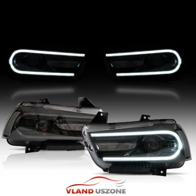 L+R LED Headlights For 2011-2014 Dodge Charger W/Sequential Dual Beam Front Lamp - Image 1 of 4