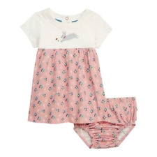 New Baby Mini Boden Size 0 - 3 Months Pink Bunny Rabbit floral Jersey Dress set