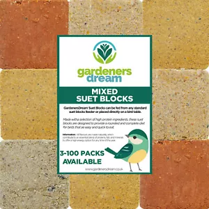 GardenersDream Suet Fat Blocks - High Energy Bird Food For Wild Garden Birds - Picture 1 of 86