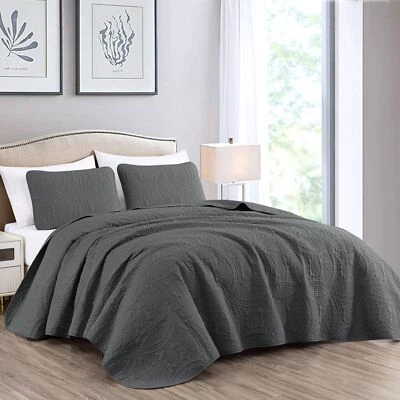 Austin 3 Oversize Tagesdecke Decke Set Queen anthrazit - Bild 1 von 4