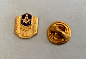 Vintage AFAM Masonic 50 Years Illinois Ill Gold Tone Lapel, Hat, Tie Pin, Masons - Picture 1 of 2