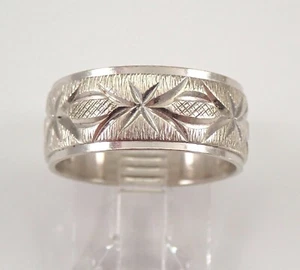 Alianza de boda vintage Estate de oro blanco de 14 quilates anillo de aniversario 7,5 mm tamaño 6,25 - Imagen 1 de 5