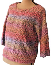 Petite S Spring Sweater Rainbow Gold Thread Boucle Pull-Over 3/4 Sleeve Ruby Rd