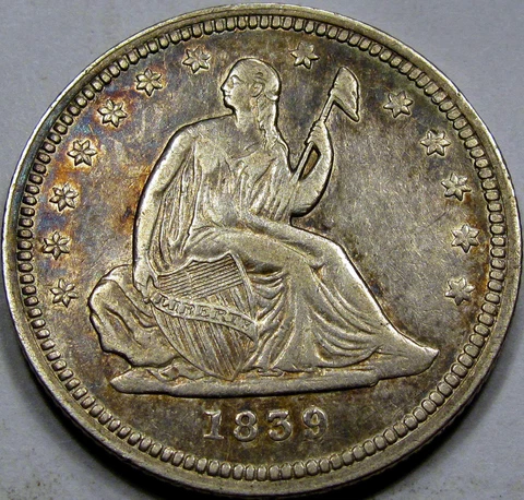 1839 Seated Liberty Quarter Dollar Nice AU... A Very Pleasing coin, and Tough!!! Cover