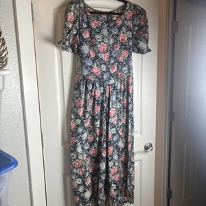 Vintage 1980’s Act I New York One Piece Floral Jumper Size 9-10 Made In USA - Picture 1 of 11