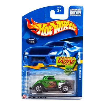 HOT WHEELS 3-Window '34 Ford Green Hot Rod Mainline 1:64 50077 2001 - Image 1 of 2