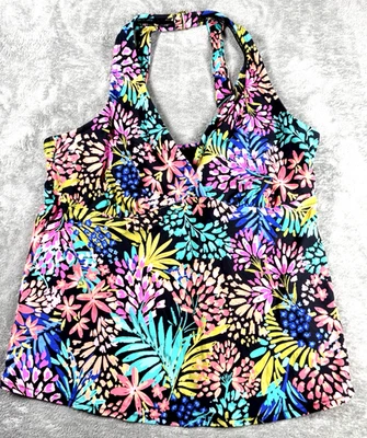 Tankini de playa tropical adelgazante talla grande 22W correa floral traje de baño de vacaciones Foto 1 de 4