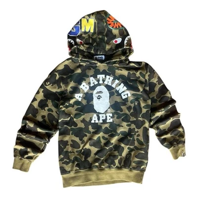 A Bathing Ape BAPE Camo Shark Hoodie Pullover Green ABC Camo Streetwear Men’s S - Image 1 of 4