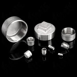 304 Stainless Steel Thread Plug Pipe Fitting Round Cap Square Head Plugs 1/4"-4" - Picture 1 of 33