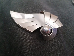 Vintage .925 Napier Brooch Sterling Silver 1940's Art Deco USA - Picture 1 of 7