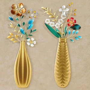 2 Pcs Metal Flowers Wall Decor 15.8 x 7.9 Inch Fall Dimensional Metal Wall Ar... - Bild 1 von 8