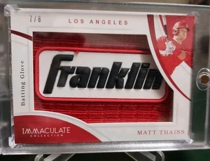 2020 Panini Immaculate Matt Thaiss L.A. Angels SSP Franklin Logo Glove Relic#7/8 - Picture 1 of 5