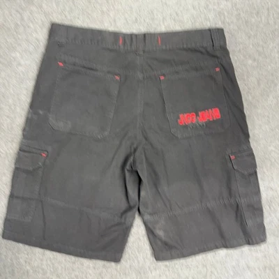 JNCO Men's 40 Cargo Shorts Black Red Spellout Embroidery Streetwear Utility - Image 1 of 4