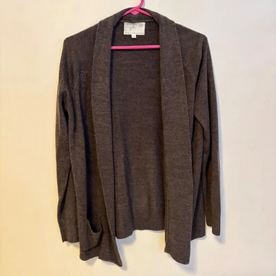 Cárdigan Suéter Debbie Morgan Manga Larga Frente Abierto Chal Gris Marrón Talla L Foto 1 de 2