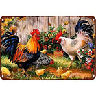 S# Vintage Metal Plate Chickens Rectangular Iron Painting Wall Art Home Bar Deco