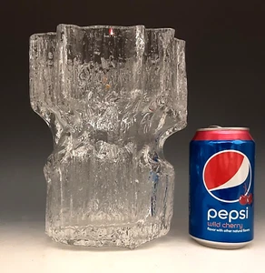 TAPIO WIRKKALA Signed IITTALA Crystal Art Glass # 3430 Textured 8.25" Vase MCM - Picture 1 of 24