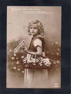 E8818 People Girl Child Flowers from the Field EAS PU vintage postcard - Picture 1 of 2