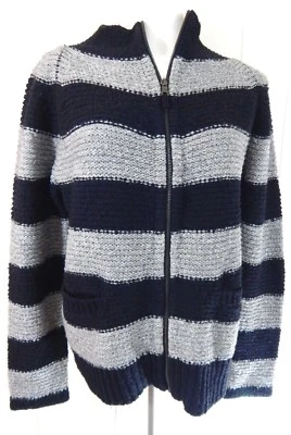 Suéter 360 Para Mujer Cárdigan Pequeño Gris Rayas Cremallera Frontal Mezcla de Lana Cuello Soporte Foto 1 de 4