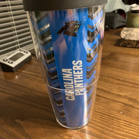 CAROLINA PANTHERS, 24oz DOUBLE WALL, TUMBLER FROM TERVIS  WITH LID INCLUDED Cover