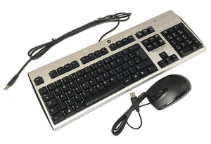 HP USB Tastatur KUS0133 + Maus Original im Set + Keyboard QWERTY Chipkartenleser - Bild 1 von 1
