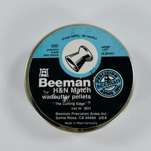 Beeman H&N Match Wadcutter Pellets .177 Caliber 500 Count NOS Sealed Tin Germany - Picture 1 of 4