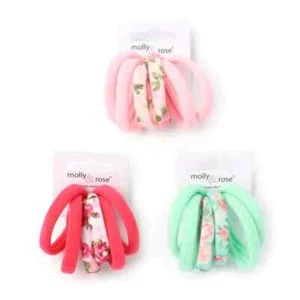 Molly & Rose Hair Elastic Card of 6 Assorted Colours Jersey Elastics (8439) - Picture 1 of 4
