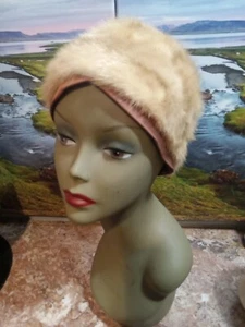 Gorra de invierno vintage de lujo de piel de visón rubia - Imagen 1 de 9