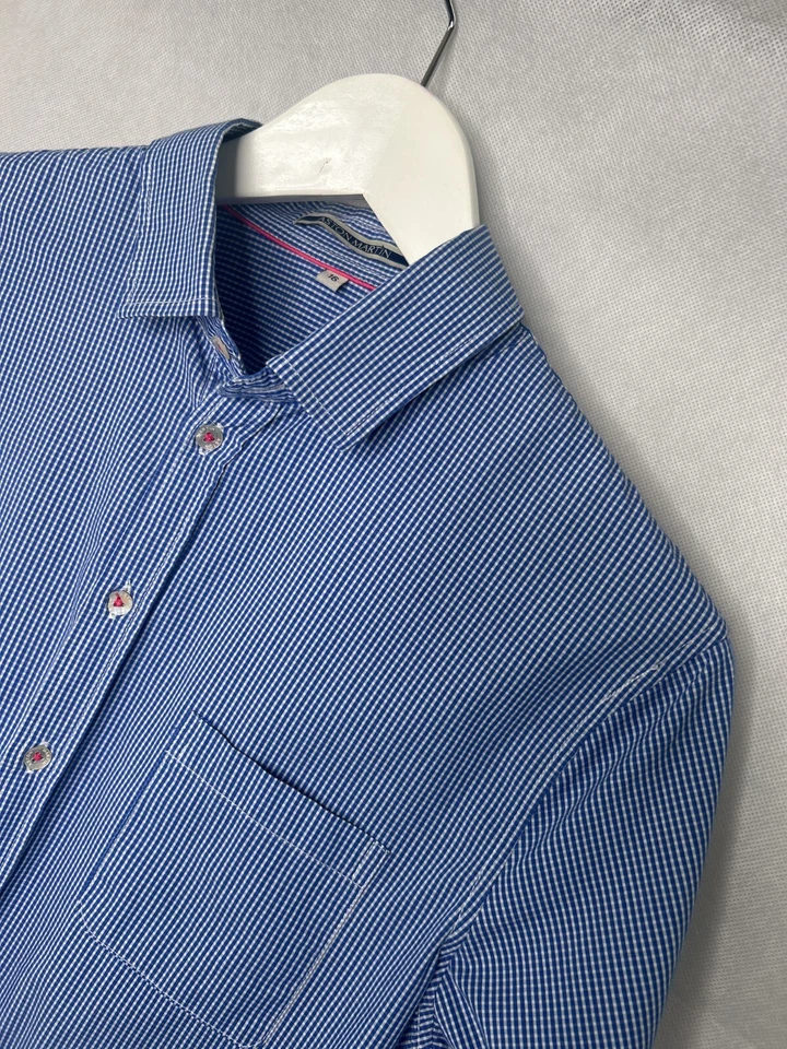 Рубашка мужская Aston Martin 16 синяя белая клетчатая с длинным рукавом - Изображение 1 из 4