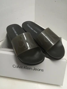 Sandalias Calvin Klein Para Hombre Auster Negras Sin Cordones, Puntera Abierta Talla 12m - Imagen 1 de 6
