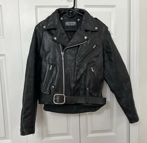 vintage harley davidson mens jacket 40 reg black leather Cycle retro brando - Picture 1 of 17