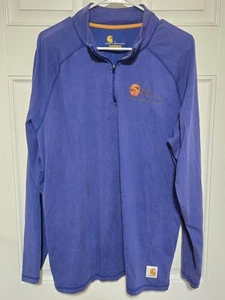 Camisa Pullover Carhartt 1/4 Cremallera Manga Larga Azul Para Hombre Grande Logo Envejecido - Imagen 1 de 4