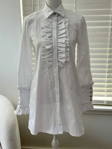 Caroline Constas NY Tailored Shirt Blouse Tunic Dress Victorian Sz Small - Imagen 1 de 10