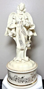 Vintage Lenox China Jewels Angel Of Glory Spieluhr Elfenbein Goldrand Figur - Bild 1 von 11
