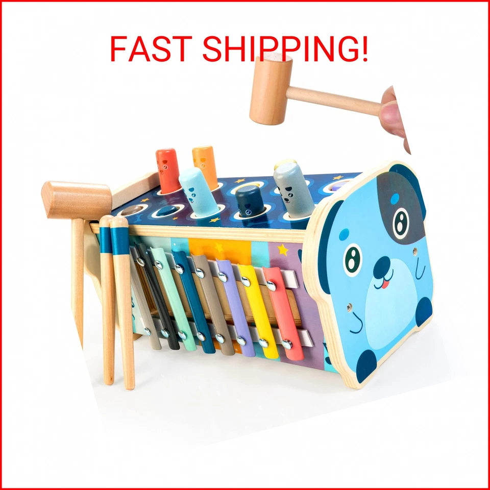 Kidwill Wooden Hammering Pounding Toy Educational Pegs Pound Maze Puzzle Number